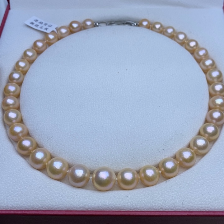 淡水珍珠项链未镶嵌10-13m香槟金