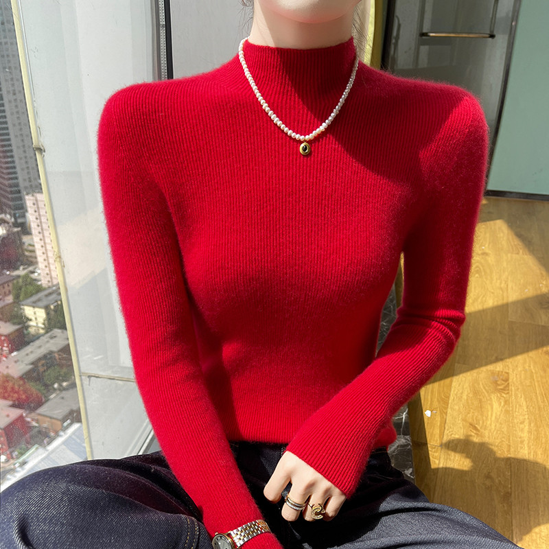 2025新款原创羊绒衫女款100纯专柜羊毛衣半高领上衣修身打底衫女