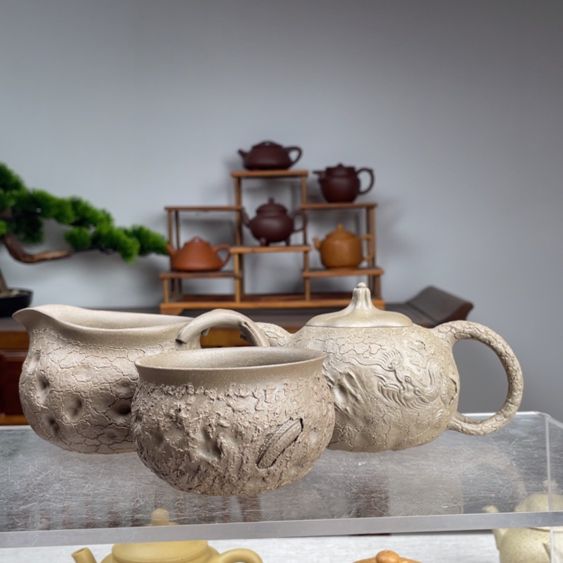 【闪购商品】紫砂茶壶好****茶青段供春三件套壶容量280cc
