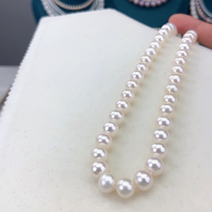 淡水珍珠颈饰银S925镶嵌卡9高品