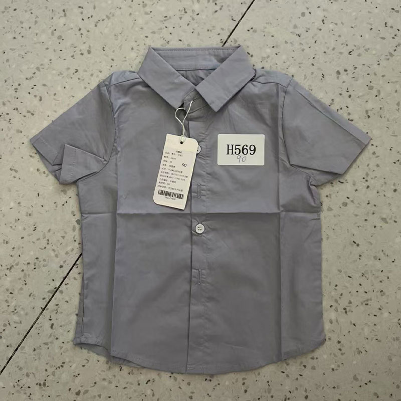 【孤品清仓】H569儿童蓝色短袖衬衫孤品NO退NO换