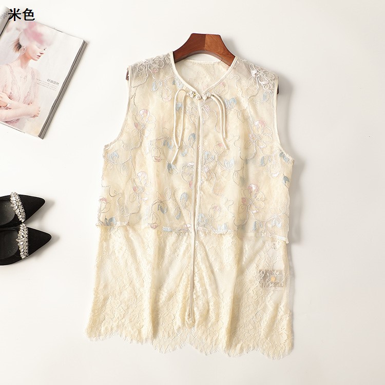 245350夏中长款无袖圆领马夹新奇特