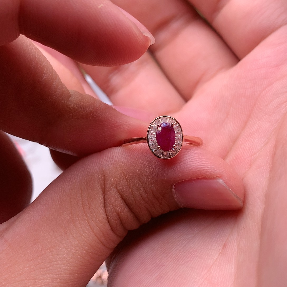 红宝石戒指银S925镶嵌
