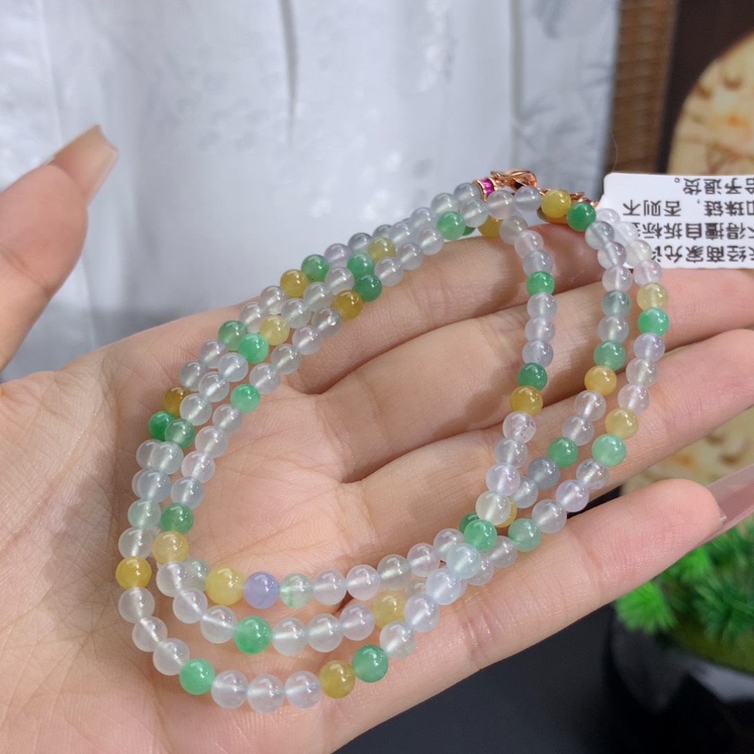 未镶嵌手串翡翠卡4.2冰种多宝