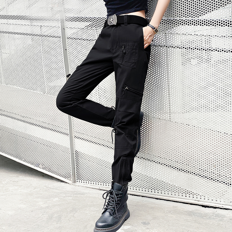 新款工装裤女春秋帅气直筒迷彩裤宽松高腰显瘦休闲裤大码户外清