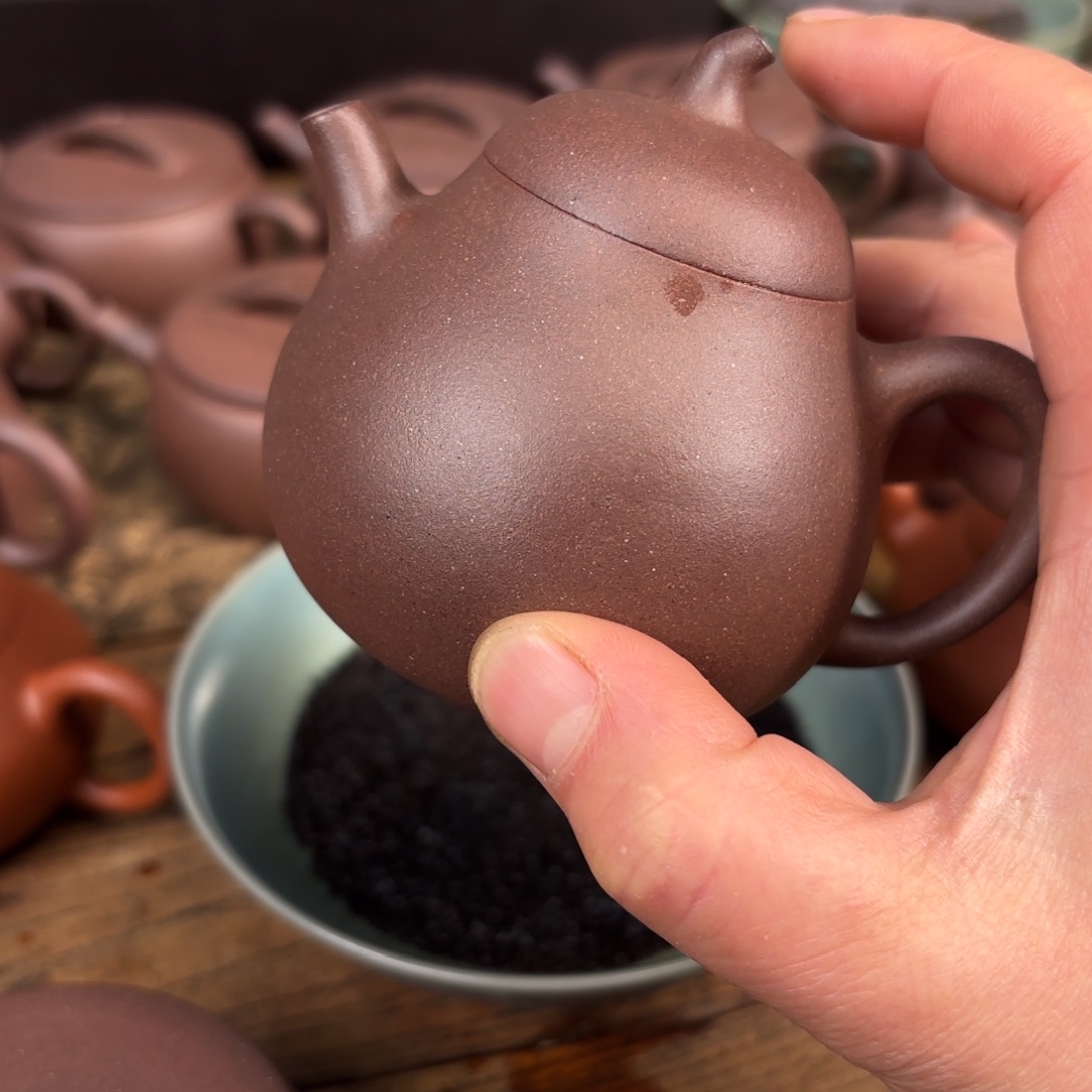 紫砂茶壶小品茄瓜紫泥