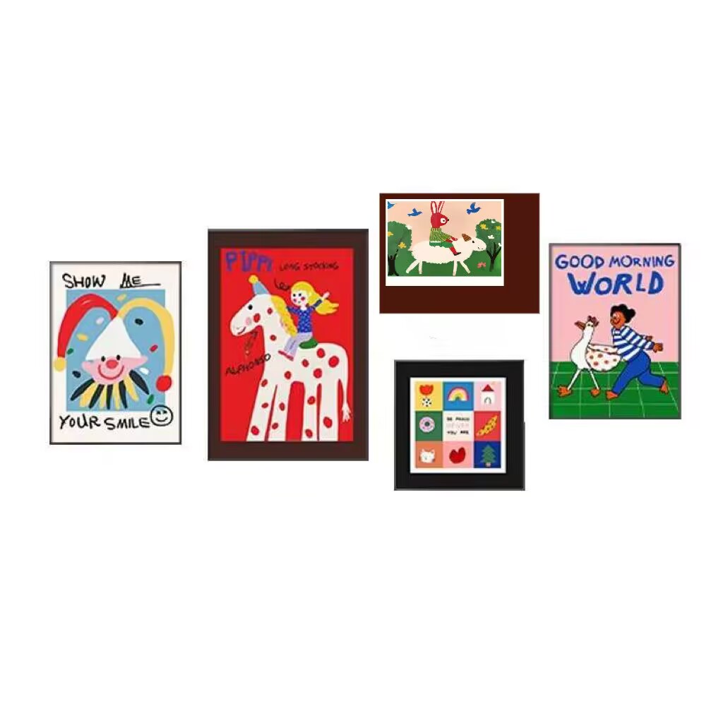 多巴胺客厅装饰画彩色卡通卧室儿童房挂画沙发背景墙壁画SY09