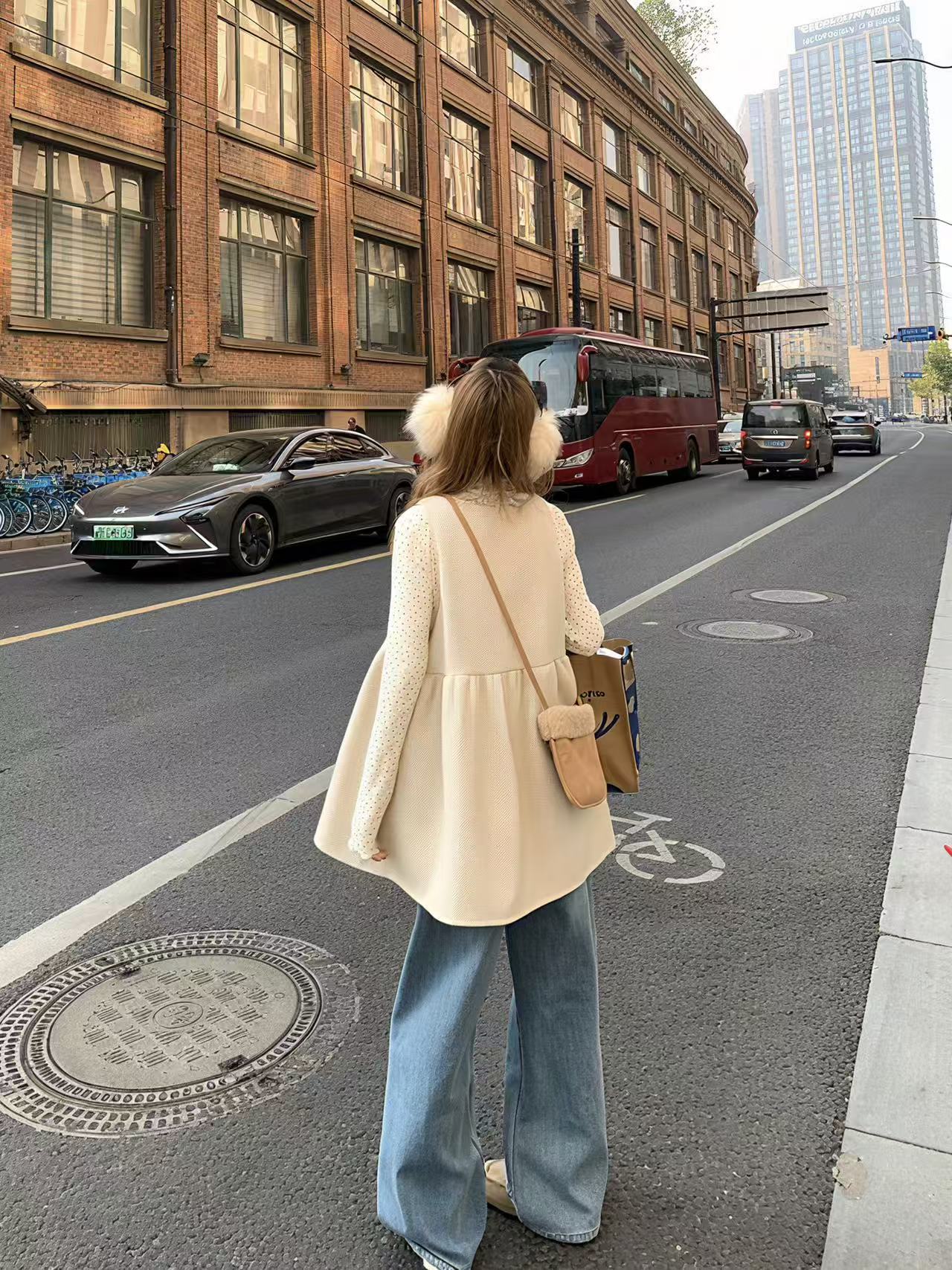 【YS】‘一眼心动’羊绒印花打底or毛呢背心裙~1314