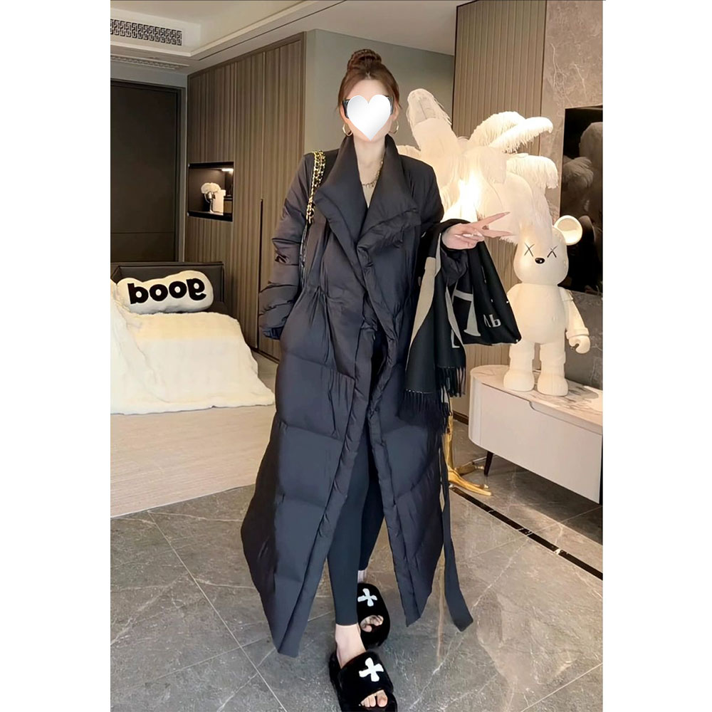 【现货】韩版大翻领加厚保暖棉服女冬季小众休闲时尚显瘦长款大衣