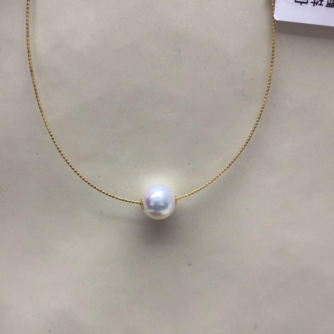 海水珍珠颈饰18K金镶嵌10-11澳白路路通项圈