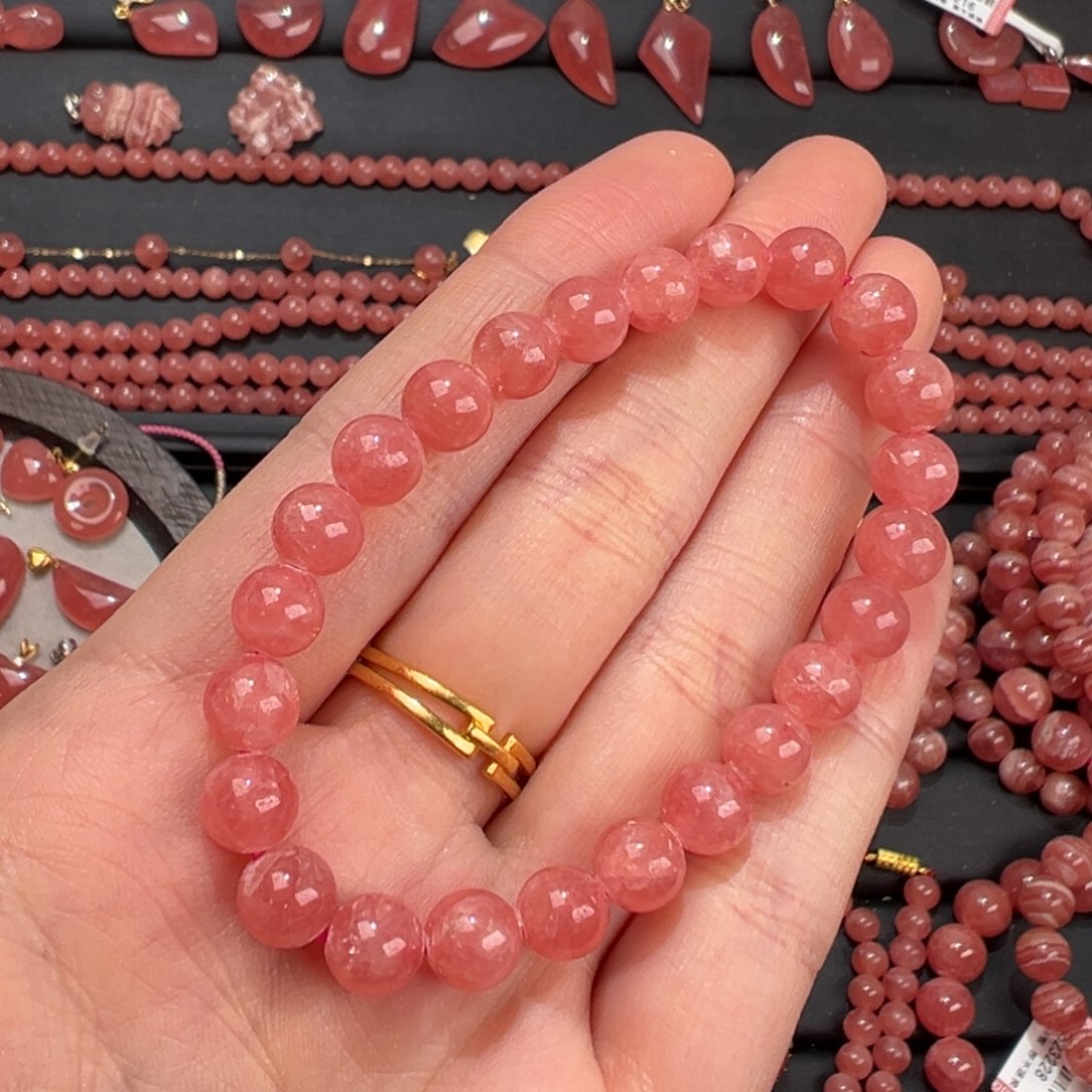 菱锰矿（红纹石）未镶嵌手绳