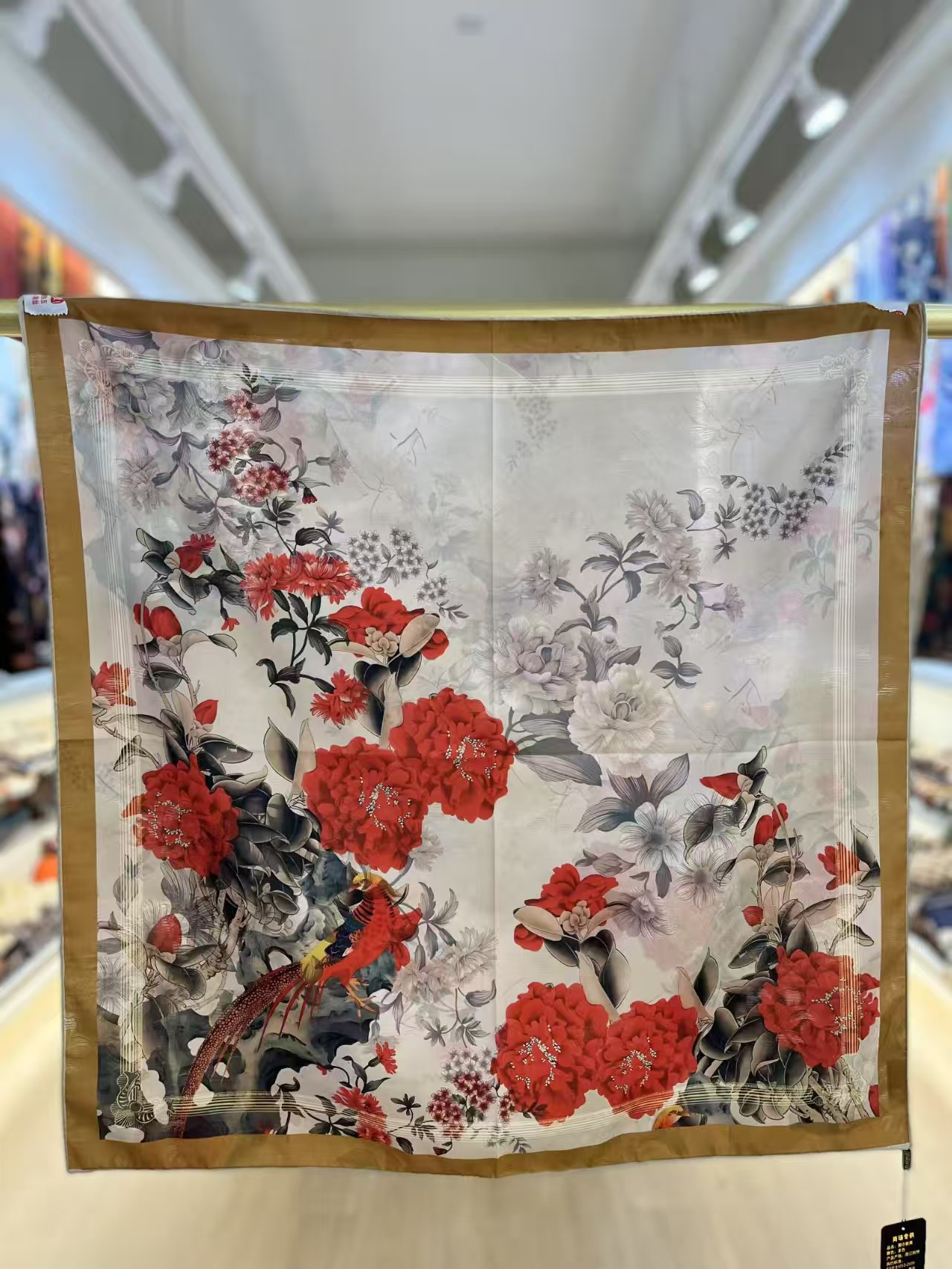 香云纱桑蚕丝70*70时尚百搭双面花萝国风提花气质方巾