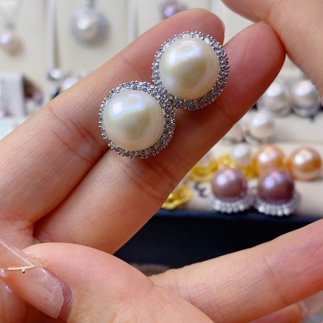 淡水珍珠耳饰合金