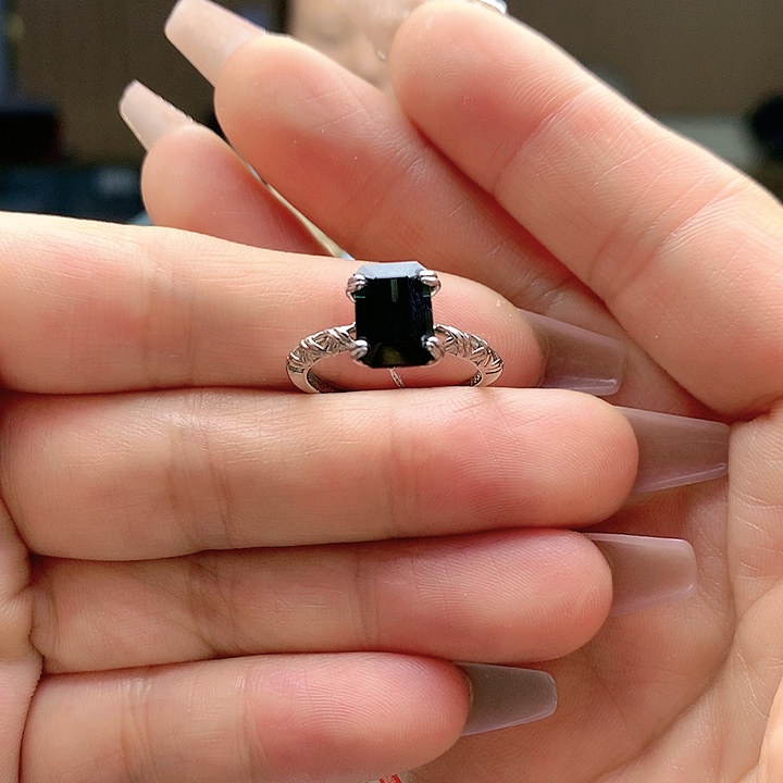 碧玺戒指银S925镶嵌纯天然