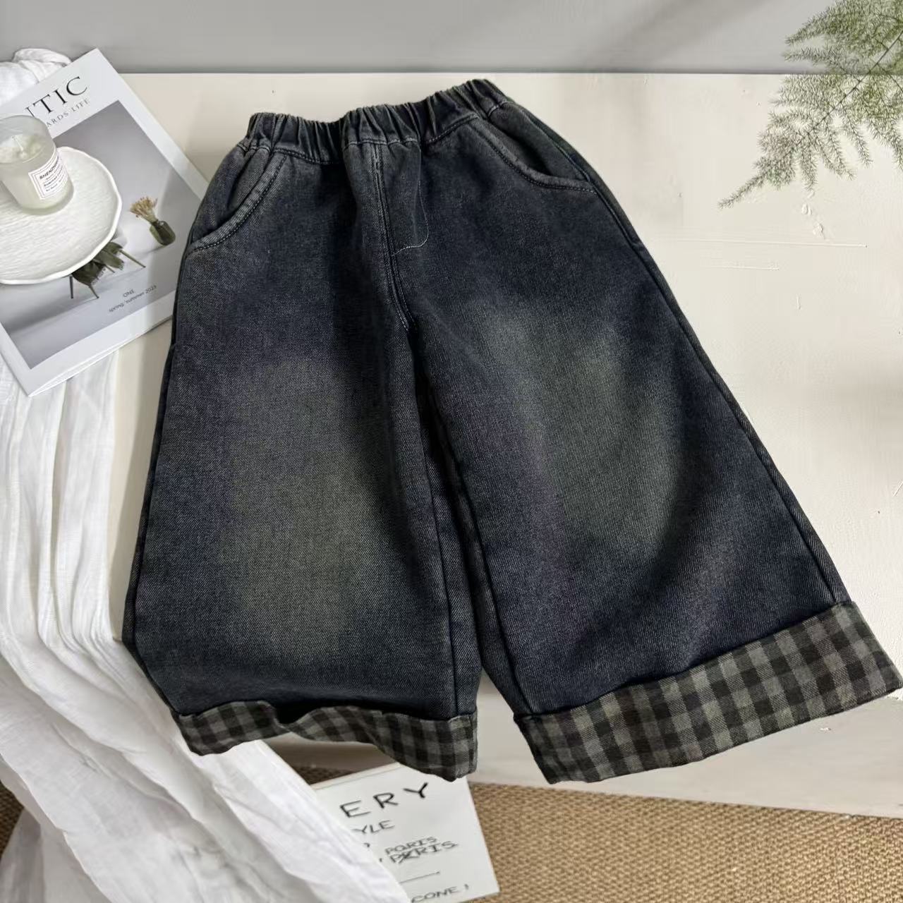 2025年秋冬新款儿童加绒裤子百搭韩版宽松时尚31127牛仔裤