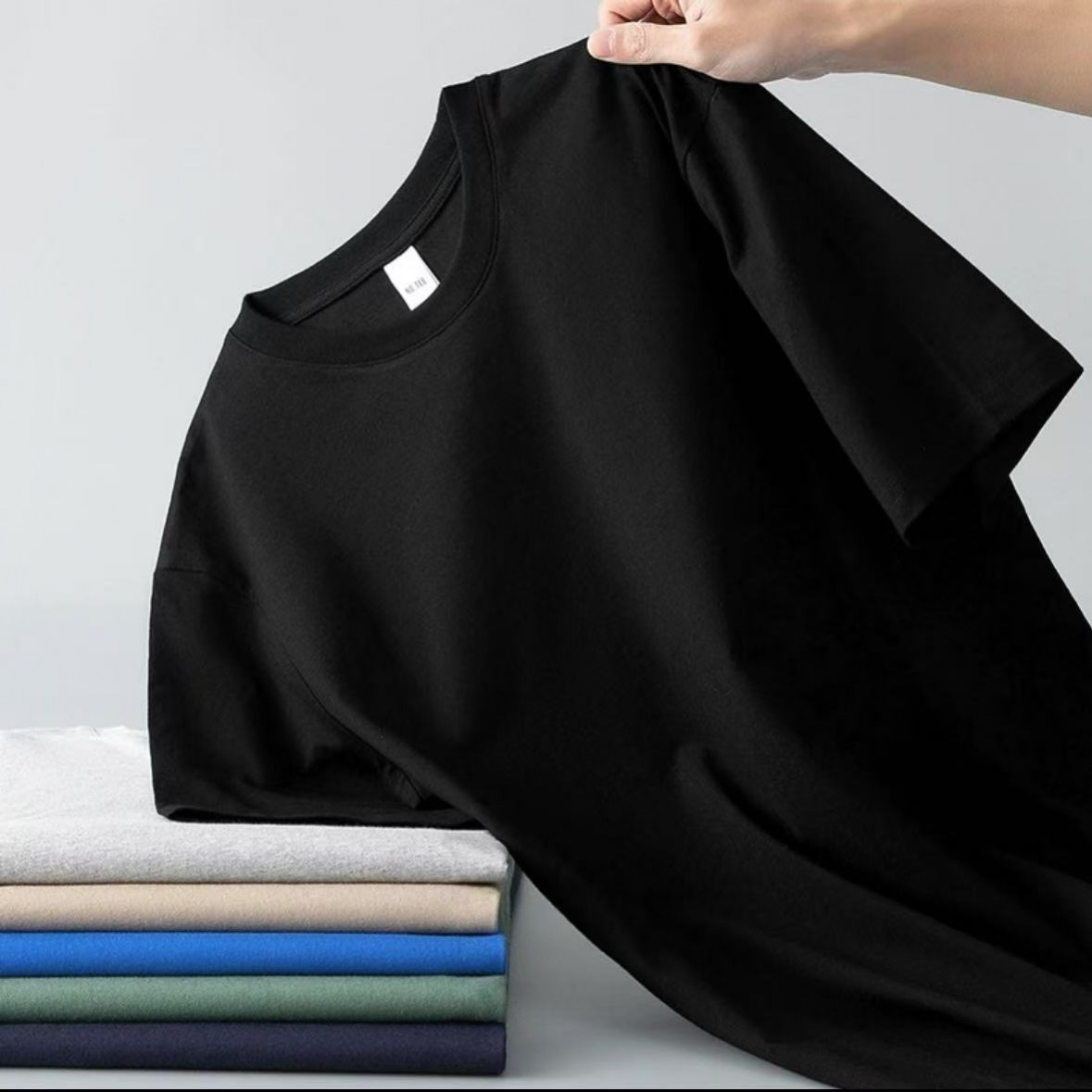 重磅纯棉T恤短袖宽松型圆风格短袖T恤休闲夏季运动美式宽松时尚