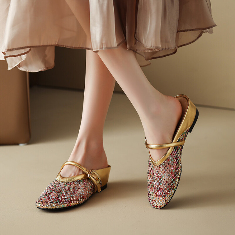 【工厂断码福利现货】真皮半拖鞋4287