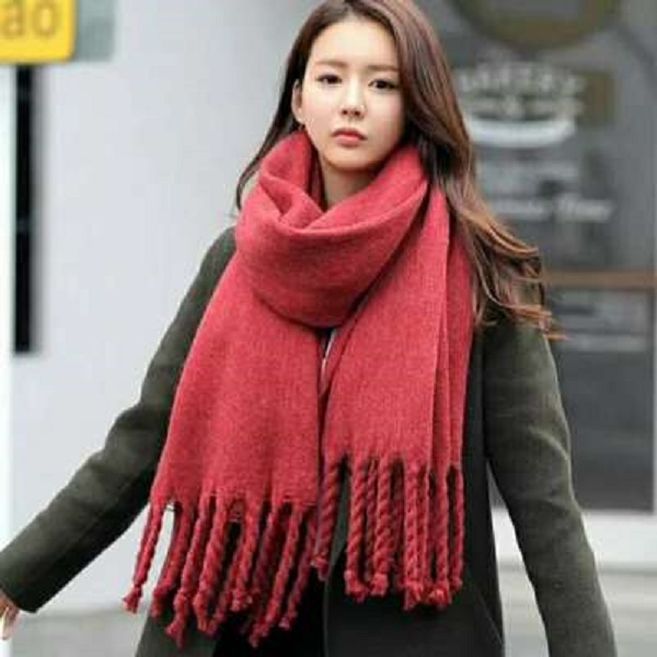 保暖女单色法式通用时尚通勤围巾格子时尚流苏