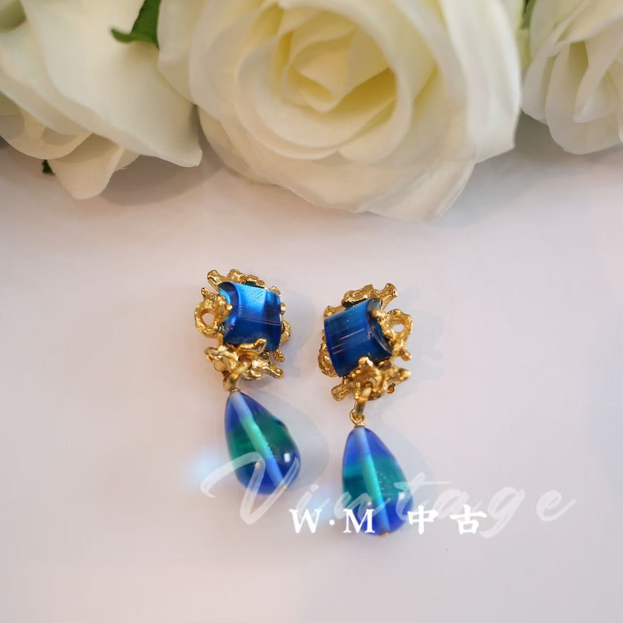 铜合金耳饰 W·M中古-Gavilane（法）扫肩耳夹