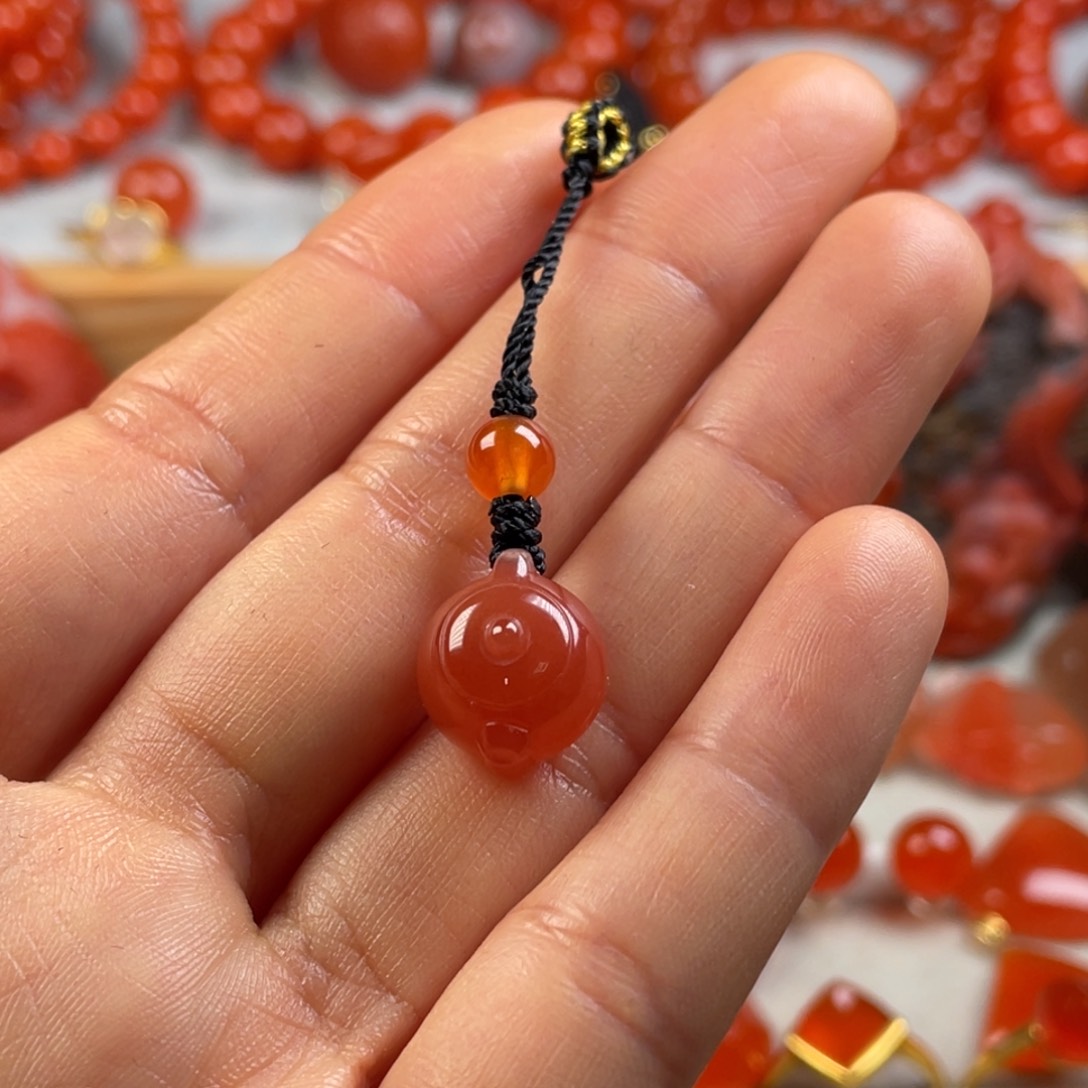 南红玛瑙天然原矿杨柳冰红把把壶未镶嵌