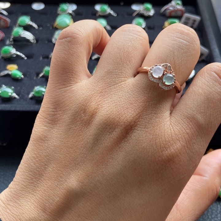 翡翠戒指银S925镶嵌戒指