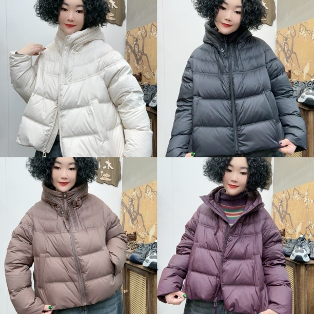 6625#短款连帽加厚保暖白鸭绒外套