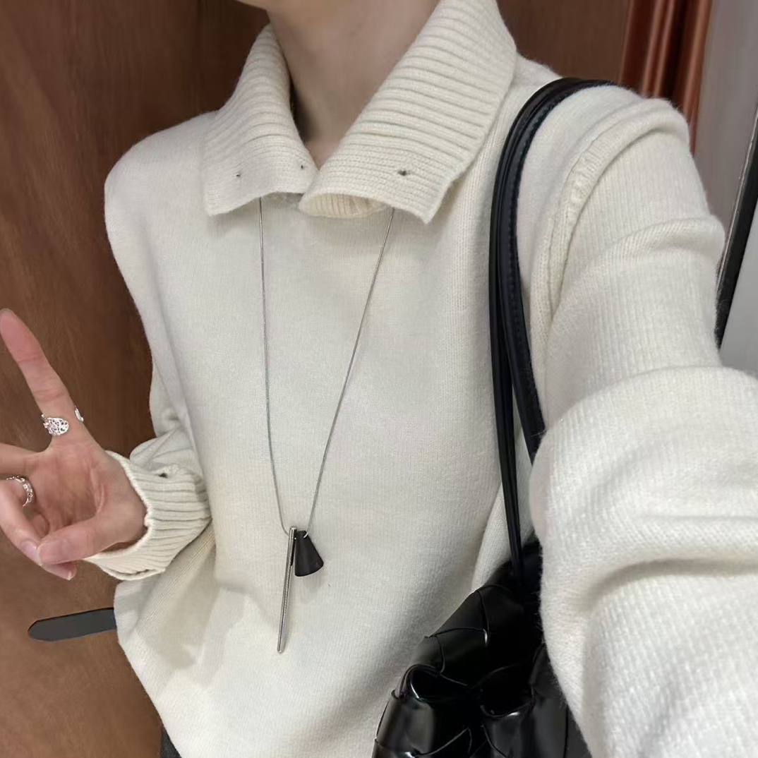 大月家【高领二粒扣】气质秋冬毛衣不调不换