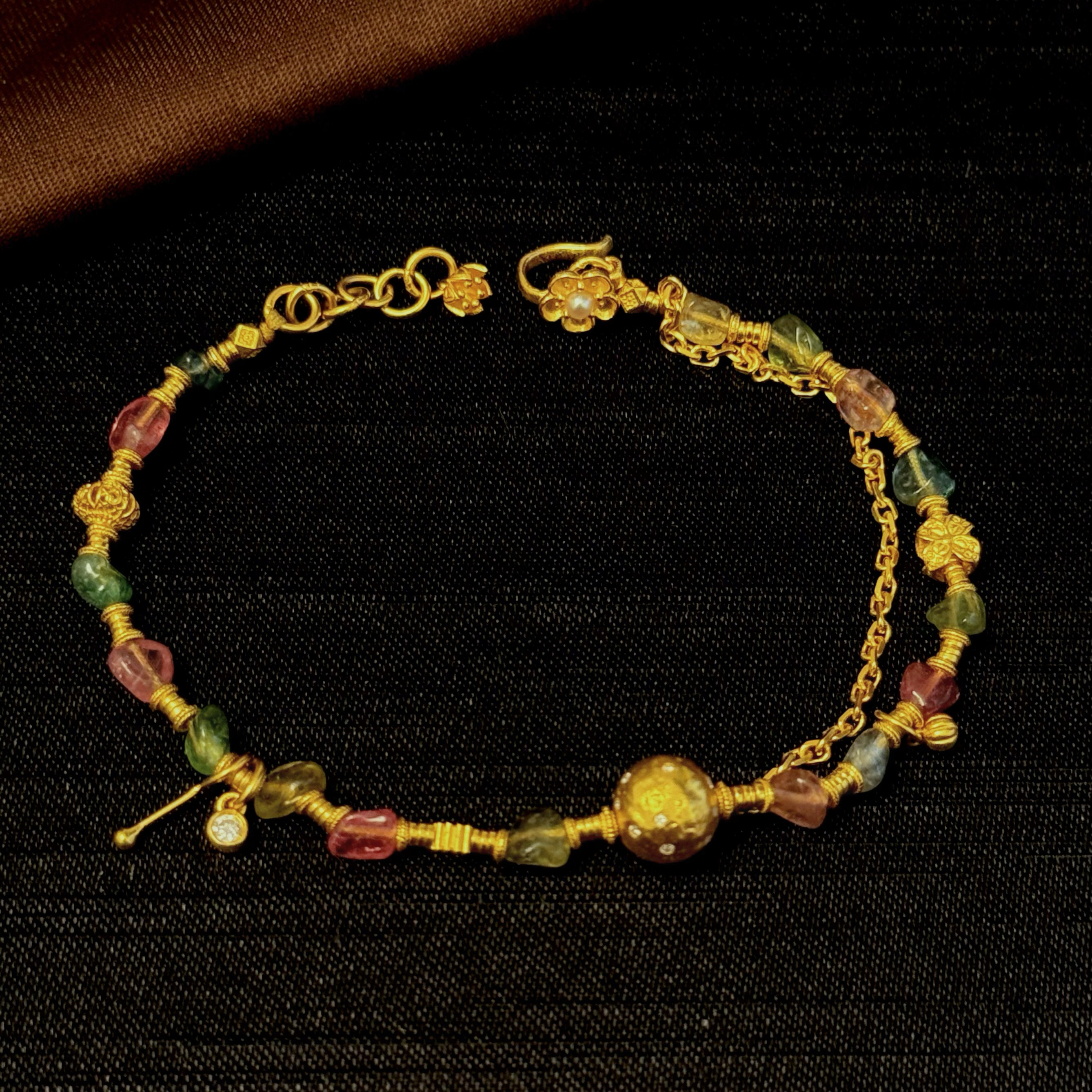 【周蜜儿】碧 玺星球 黄金足金999 设计款手链孤品