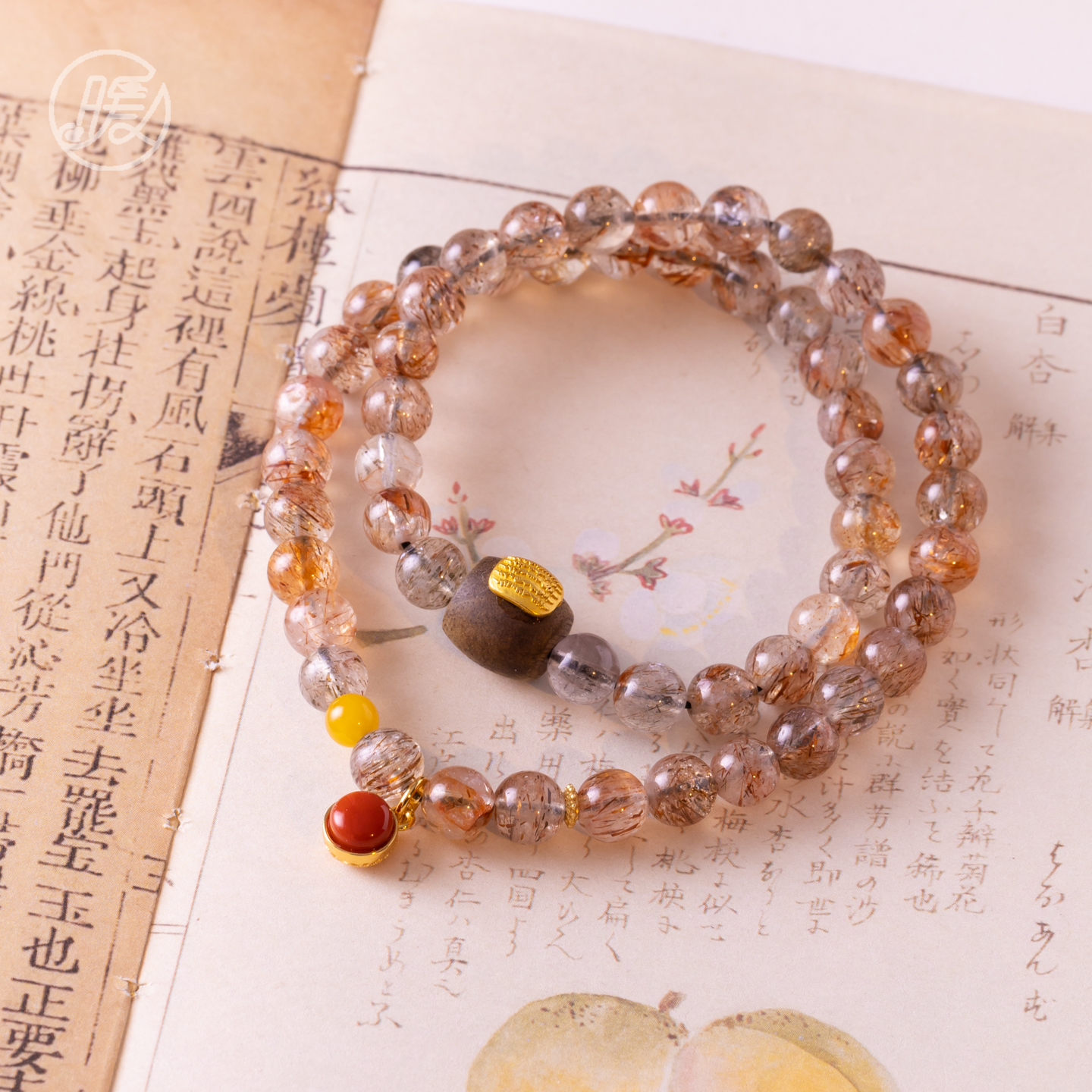 双圈黑金超水晶手串6mm搭配五条经桶珠玛瑙吊坠F6131多样性发一