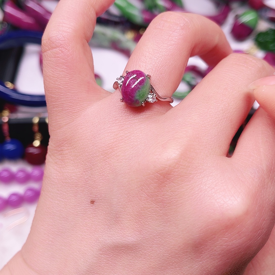 戒指红宝石银S925镶嵌