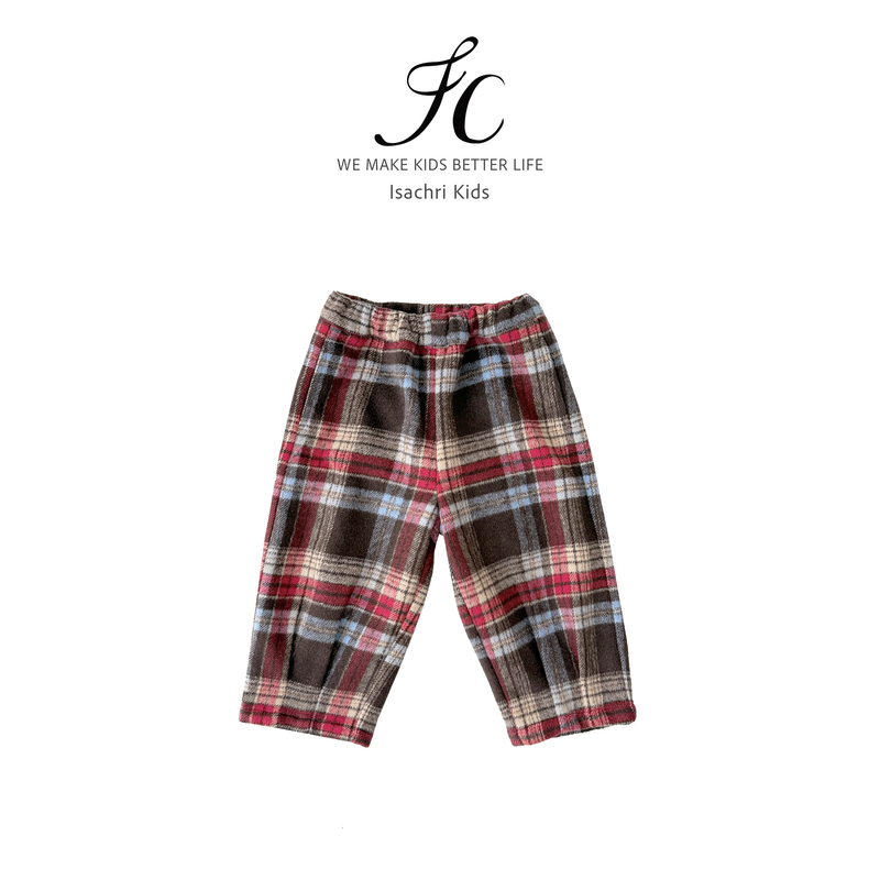 晶晶家【现发】布朗派女童加绒长裤宽松格子裤秋冬宝宝休闲裤 IS806