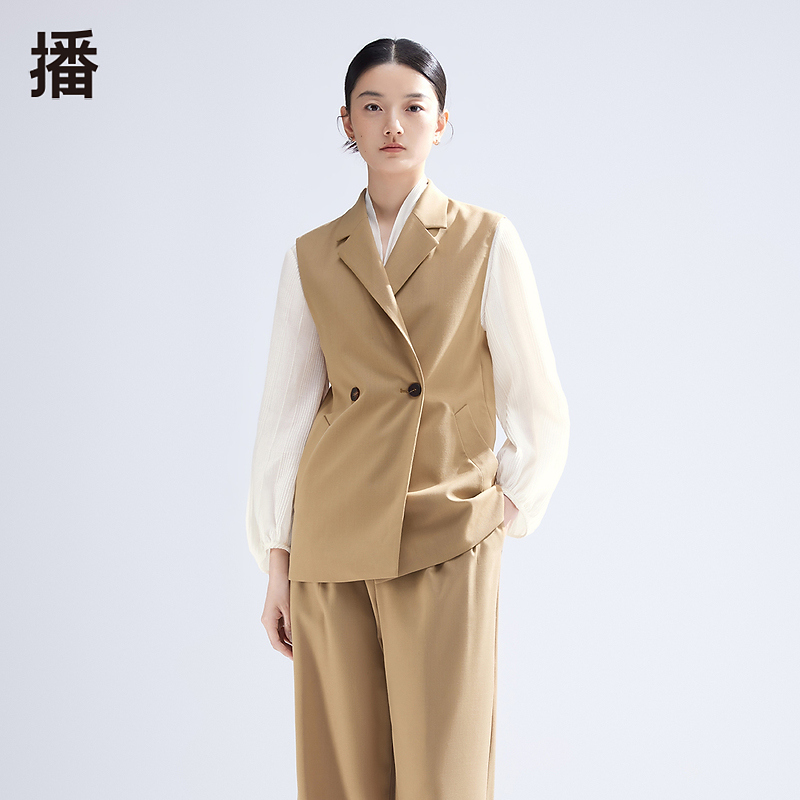 【达人专属】播翻领西装气质马甲春季轻奢简约通勤无袖DDR1MD5139