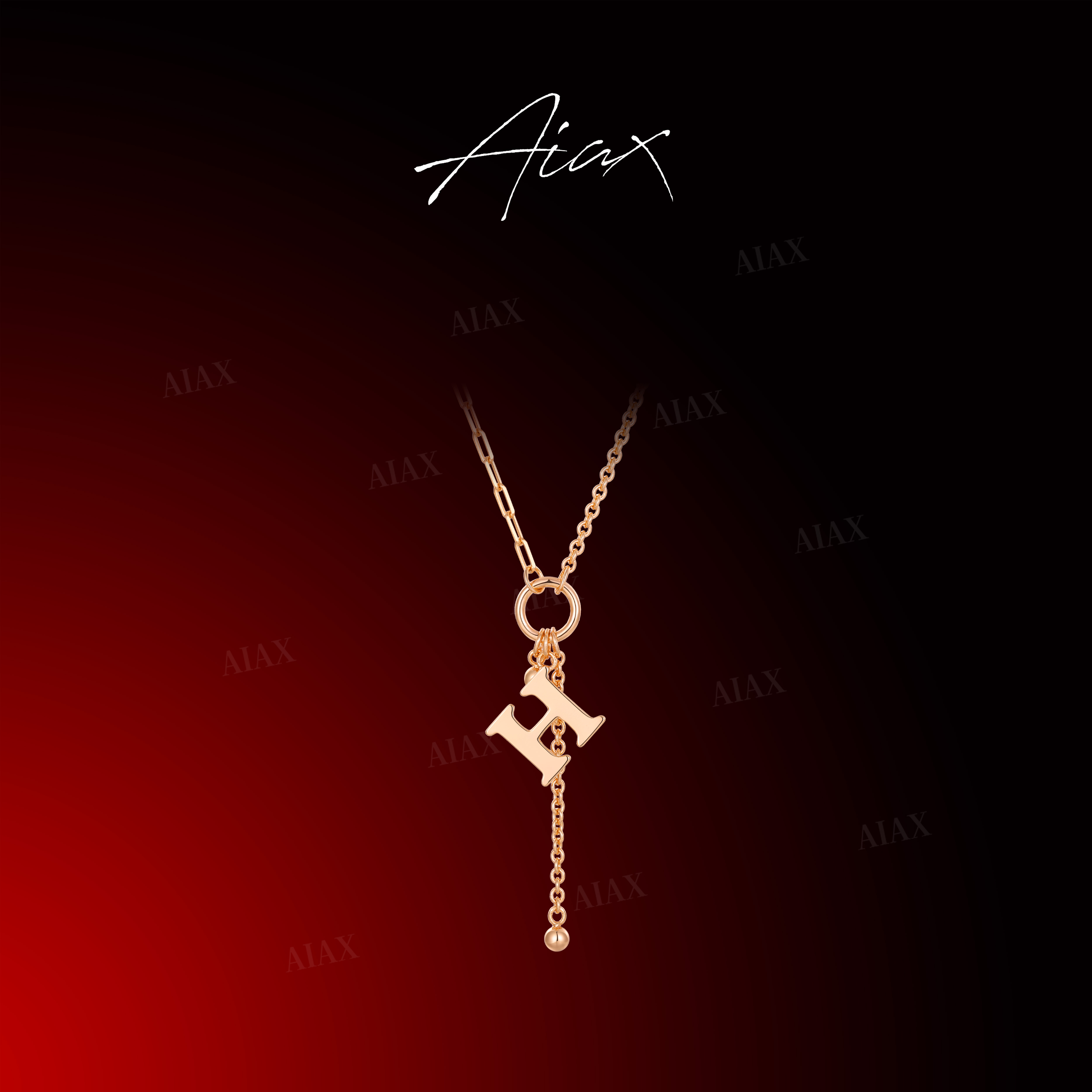 AIAX 镀K金【情人节】精致H字母项链送老婆TSJ9514