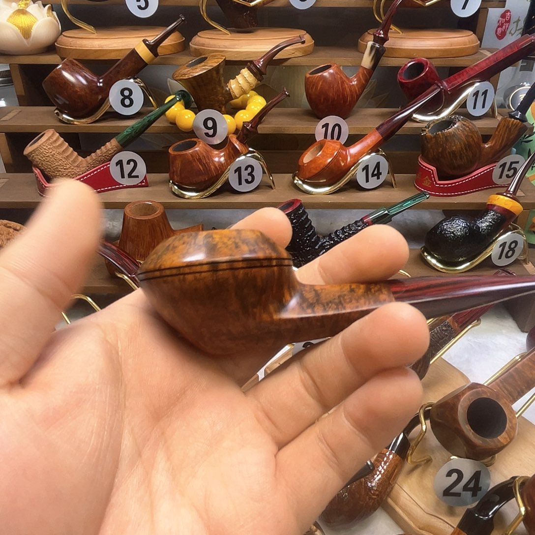 ****好意大利石楠木牛头烟斗