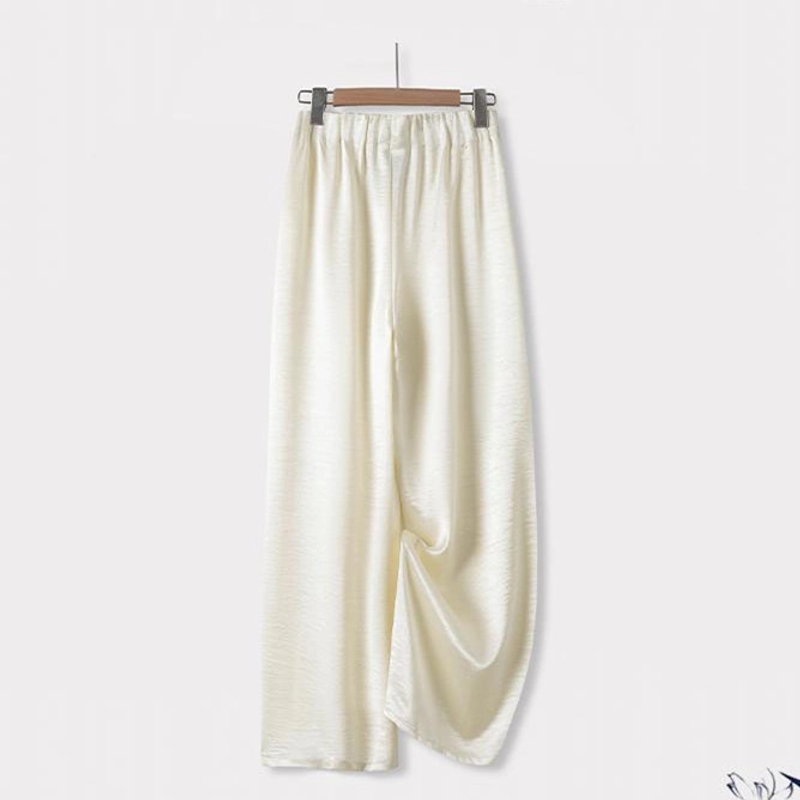 中国风民族风时尚气质女夏季新款冰凉清爽丝滑流苏直筒裤阔腿裤