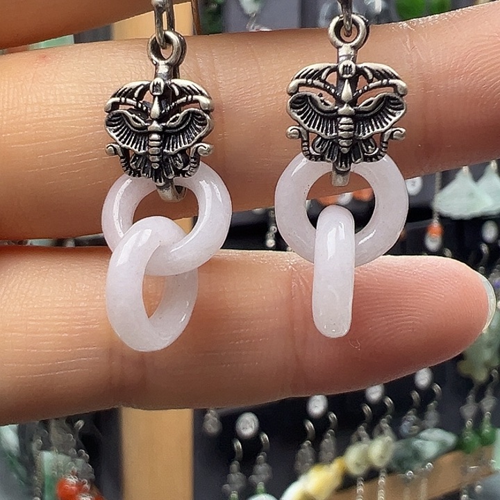 翡翠银S925镶嵌耳饰绿*55555