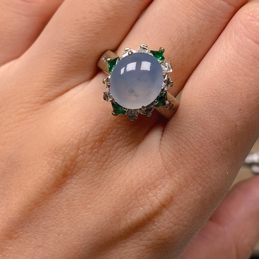 翡翠戒指未镶嵌冰紫飘花