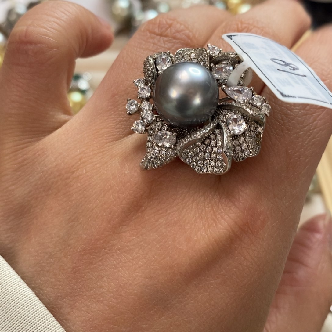 海水珍珠戒圈银S925镶嵌