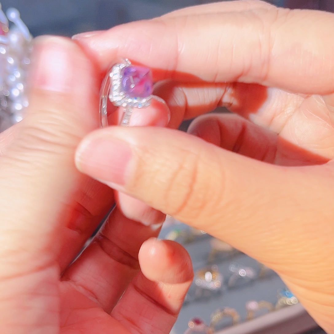 紫晶戒指银S925镶嵌戒指