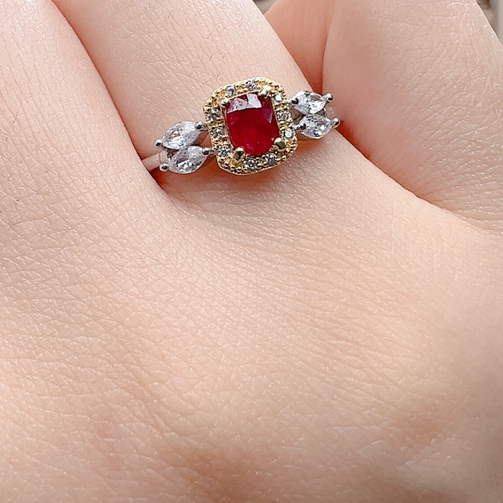 红宝石银S925镶嵌戒指