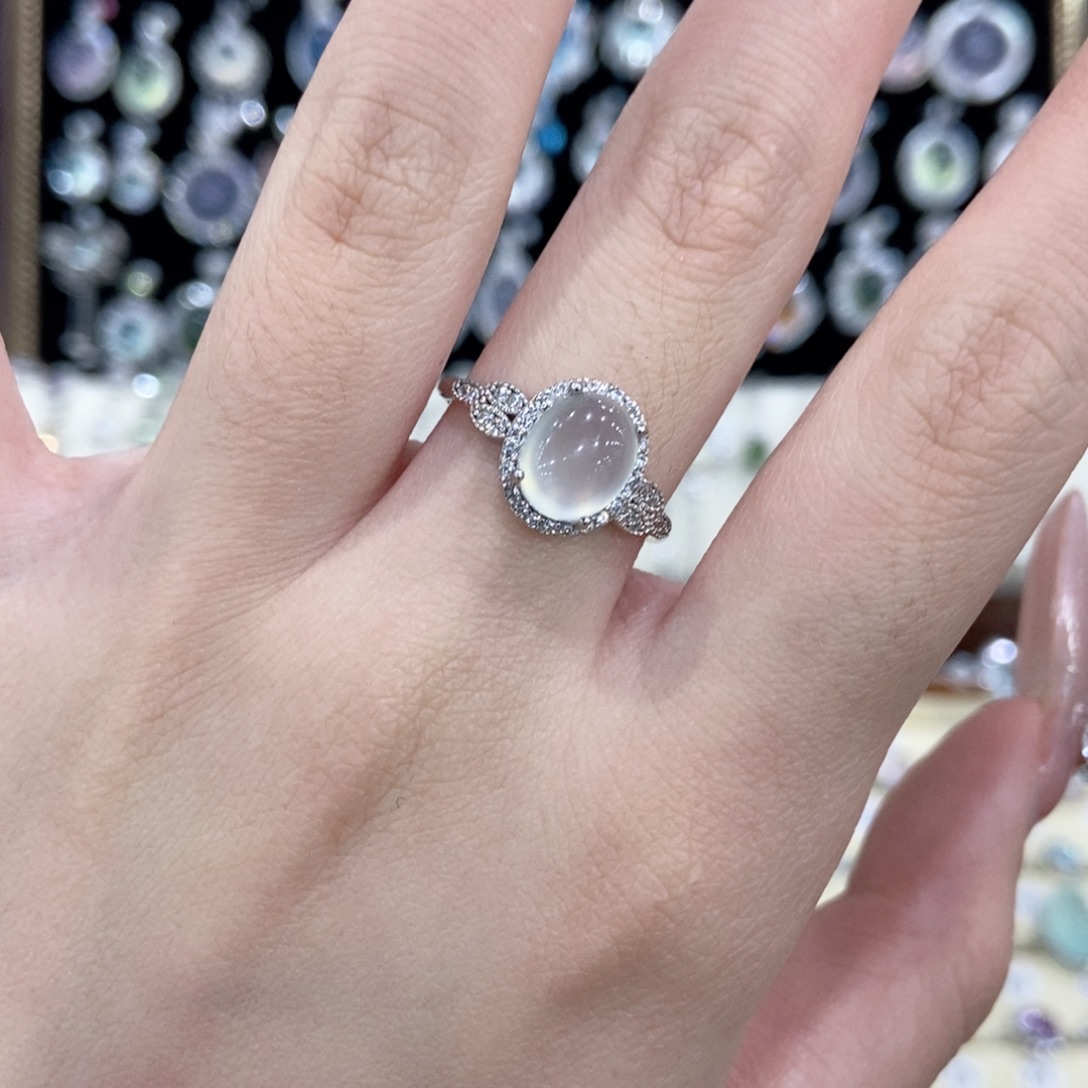 蛇纹石玉银S925镶嵌戒指