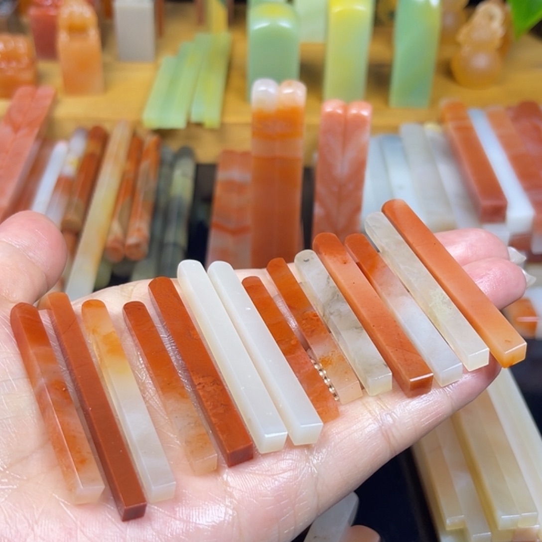 青田石印石老挝石牙签×14   0.4-0.5左右印面