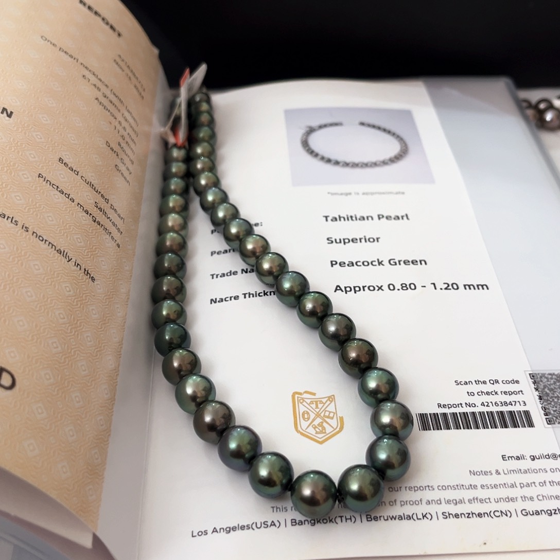 海水珍珠颈饰未镶嵌孔雀绿8.8-11大证