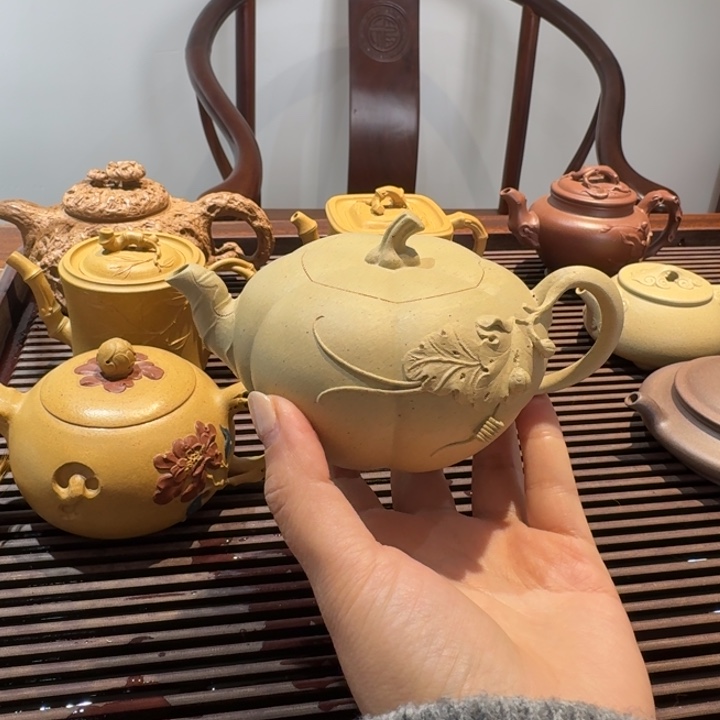紫砂茶壶本绿南瓜