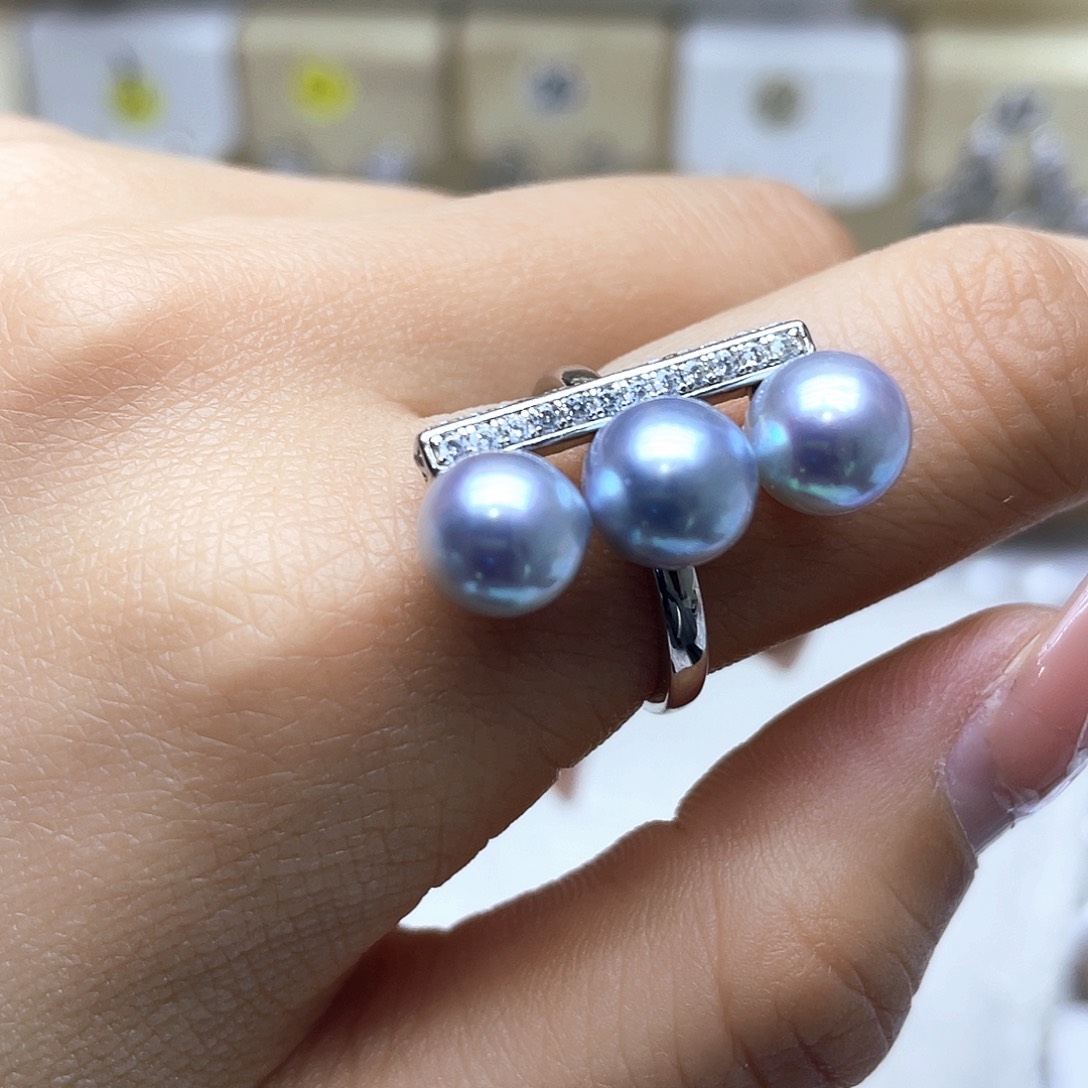 海水珍珠戒指银S925镶嵌