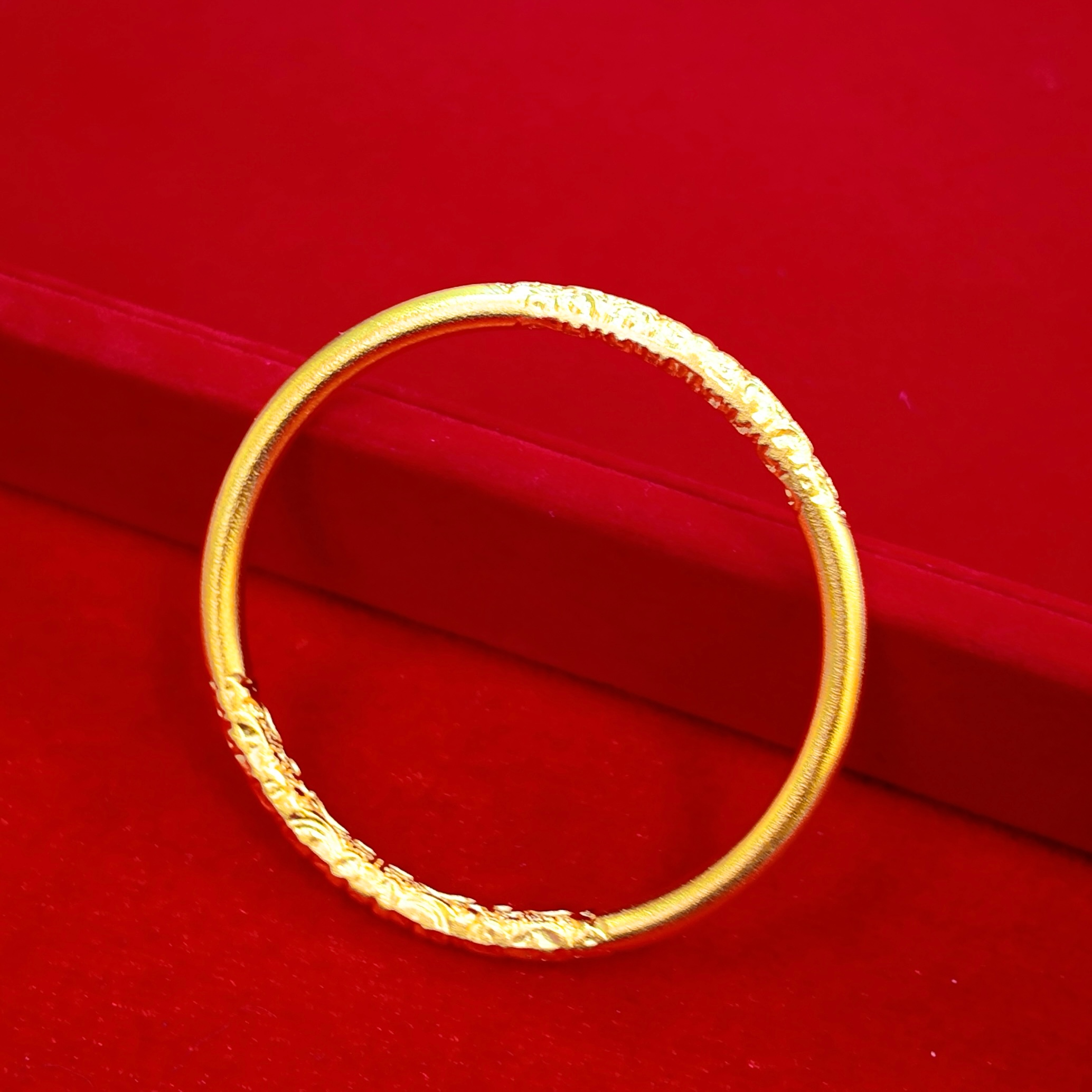 足银手镯 卷草纹金箍棒闭口实心手镯【】1