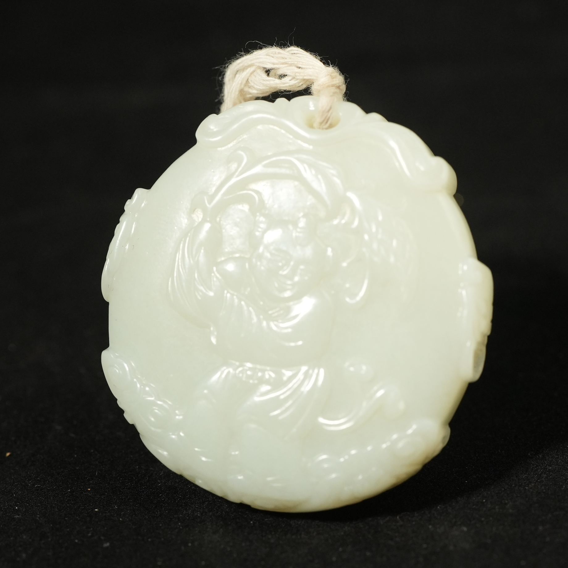 清代和田白玉童子持莲佩【华豫之门】LLFF2502214007