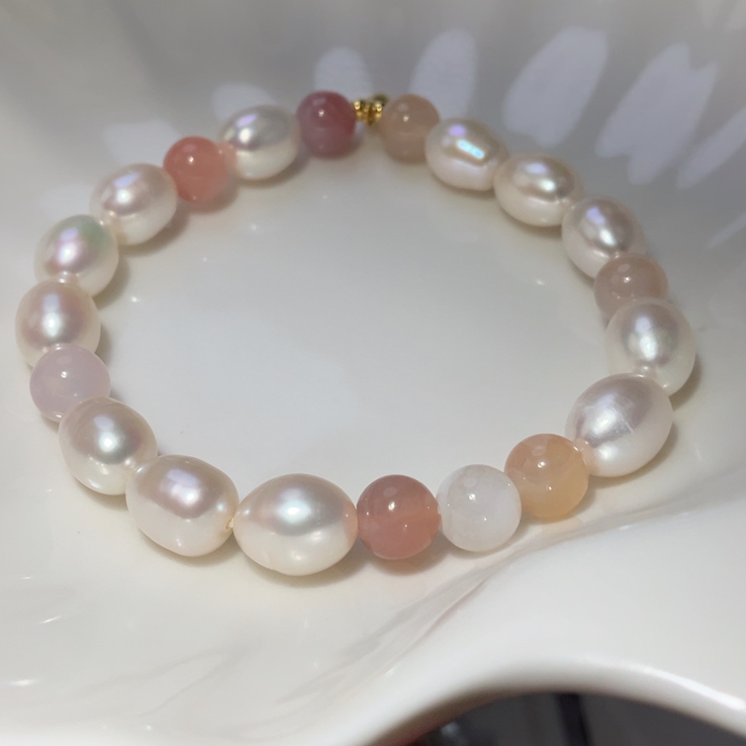 银S925镶嵌手绳淡水珍珠