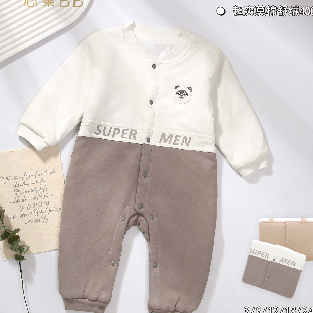 秋冬纯棉婴儿外出服连体衣爬服宝宝女宝新生儿夹棉洋气有特色柔软