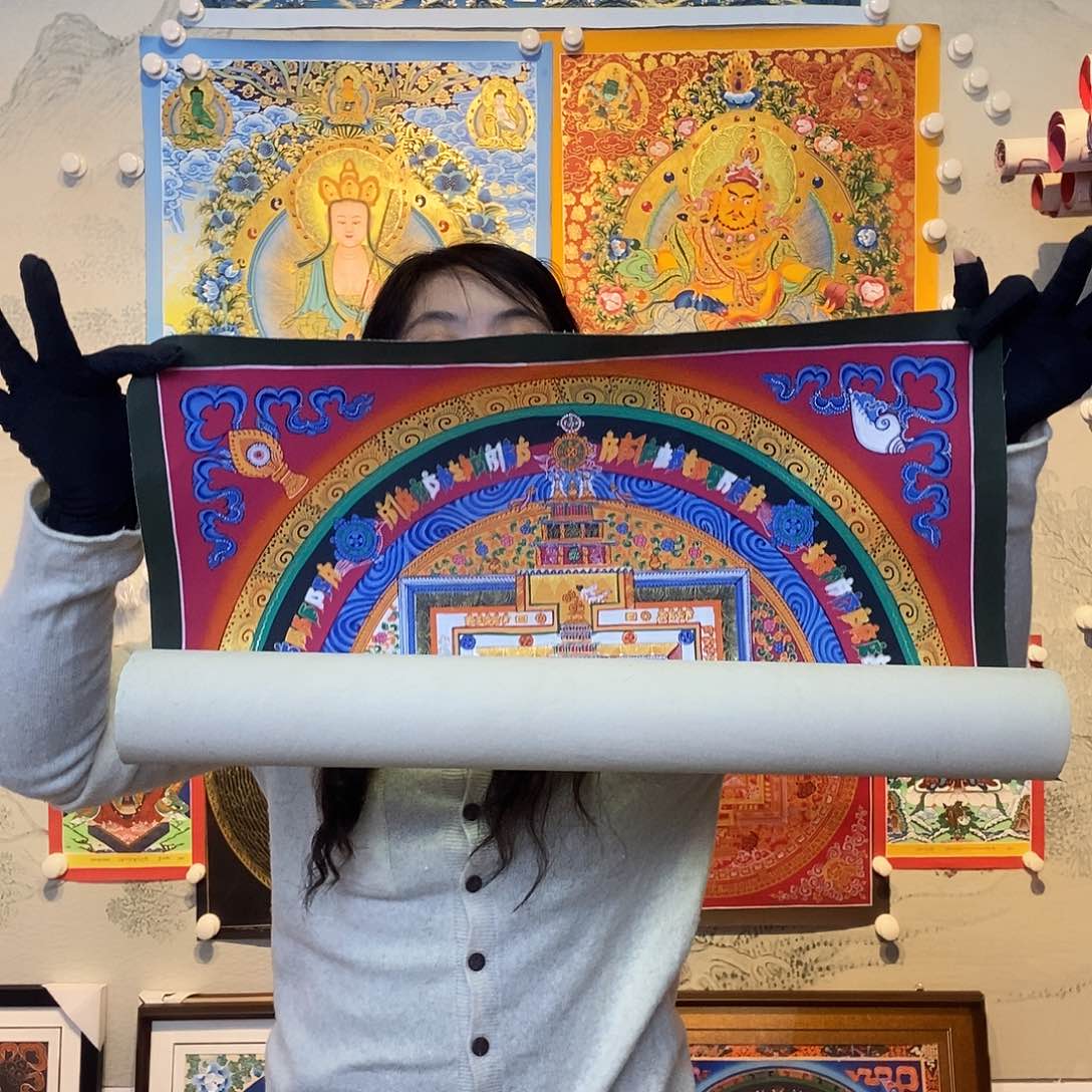 卷轴画纯手绘坛城唐卡50厘米左右